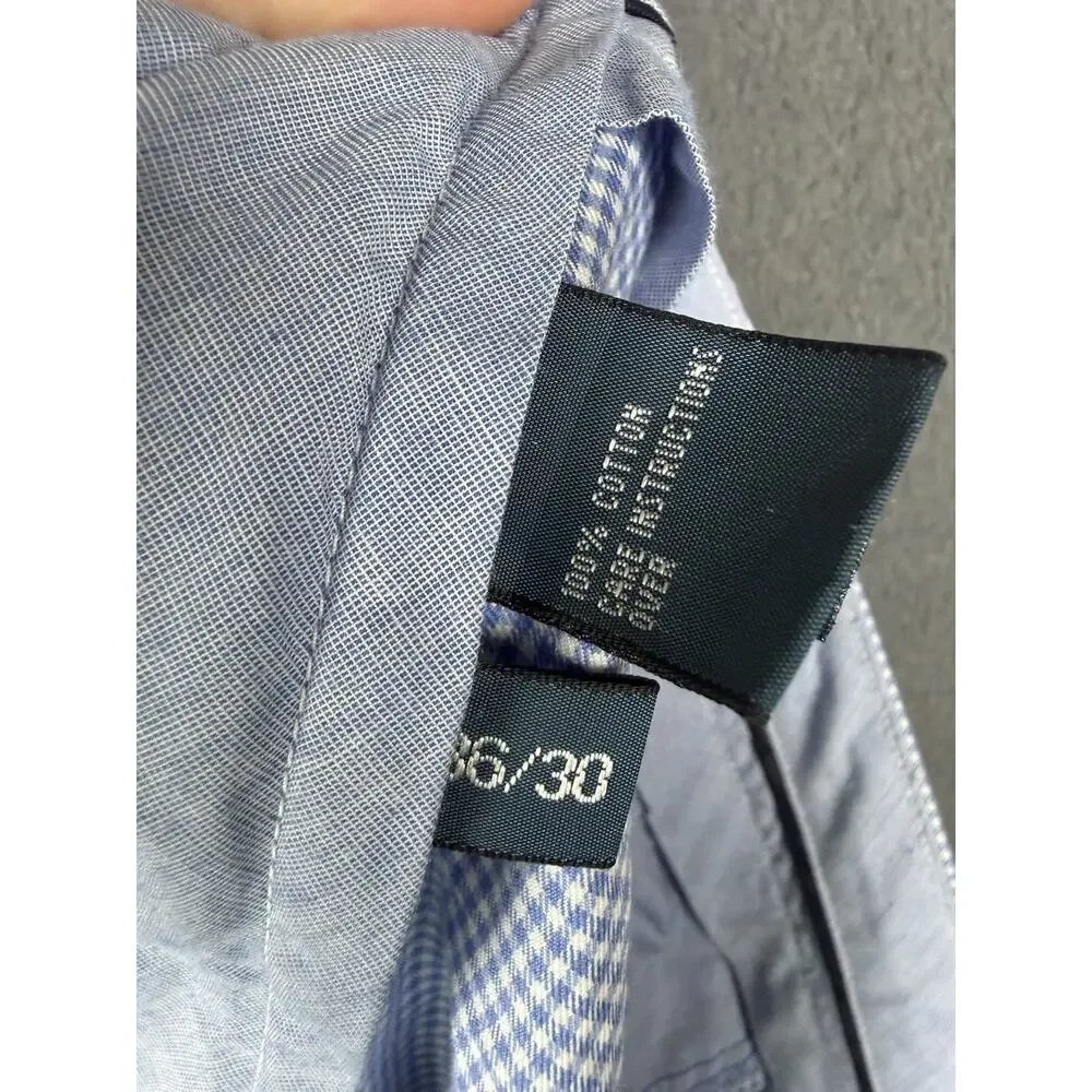 Polo Ralph Lauren Pants Mens 36x30 Blue Plaid Straight Cotton Trousers Pockets